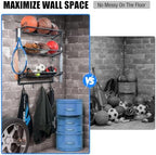 XCSOURCE Sports Equipment Organizer, 3-Tier Wall Mount Ball Storage Rack - Image 2