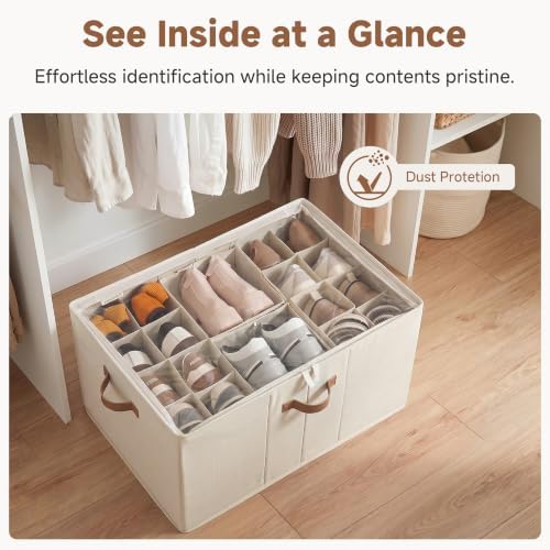 StorageWorks 24-Pair Large Closet Shoe Organizer, Adjustable Divider, Beige - Image 5