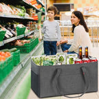 LHZK Standing Extra Large Utility Tote Bag with Metal Wire Frame and the Sides Rinforced, Extra Large Tote Bag with Handle, Reusable Grocery Bags Foldable, Beach Bag, Car Tote (Grey) - Image 2