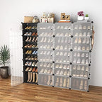 Portable Shoe Rack Organizer with Door, 80 Pairs Shoe Storage Cabinet Easy Assembly, Plastic Adjustable Shoe Storage Organizer Stackable Detachable Free Standing DIY Expandable 10 Tier Black - Image 2