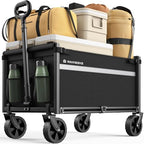 Collapsible Wagon Cart with Wheels, 220LBS for Grocery Shopping Camping by Raynesys