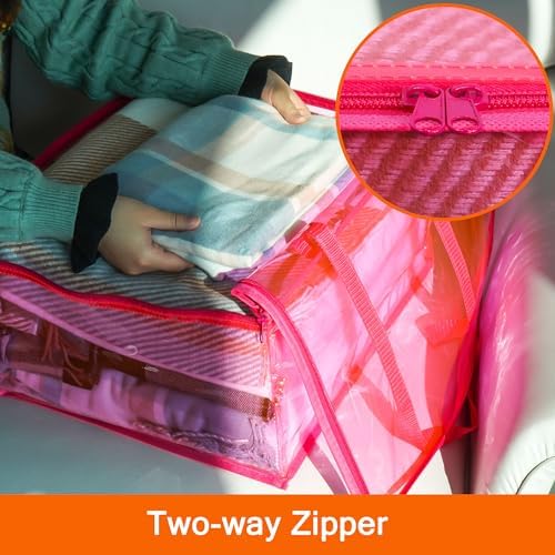 Vieshful Pink 40L Clear Clothes Storage Bag with Zipper 3 Pack - Image 5