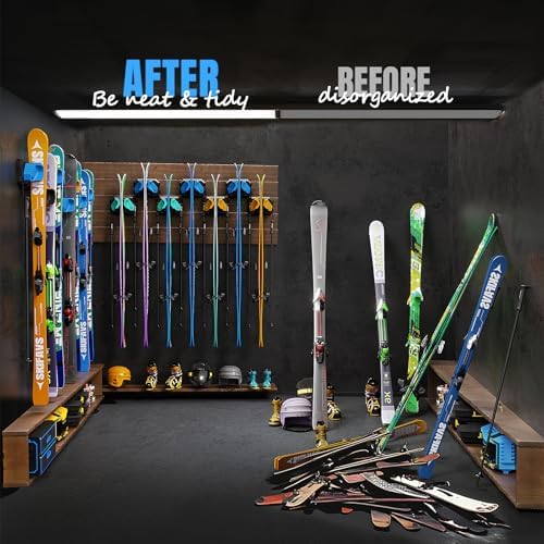 Ski & Snowboard Wall Rack for Garage - Fits Any Ski/board, Damage-Free Storage, Blue, 4 Pack - Image 3