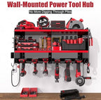 Spampur Fathers Day Gift – Power Tool Organizer Wall Mount with Charging Station, 420 lb Capacity 3-Tier Storage Rack Holds 6 Drills, Side Slots for Screwdrivers & Bits, Garage Storage for Men Gifts - Image 2