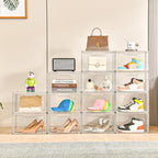 Clemate 5 Pack Clear Stackable Shoe Organizer Box with Lids, Acrylic Shoes Box with Magnetic Doors, Transparent Shoe Bins Closet Organizer, Fit up to US Size16, Containers for household or kitchen use - Image 5