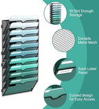SUPEASY 10-Tier Wall File Organizer, Hanging Wall Files for Papers, Folders, Magazines, Wall Organizer for Clipboard, Assembly Needed, Black, 2 Pack - Image 3