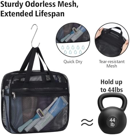 Mesh Shower Caddy Portable with Zipper - 2-Handle Shower Bag for Dorm - Image 5
