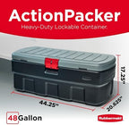 Rubbermaid 48 Gallon Black Action Packer Lockable Latch Indoor and Outdoor Storage Box Container for Home, Garage, Backyard, Single - Image 2