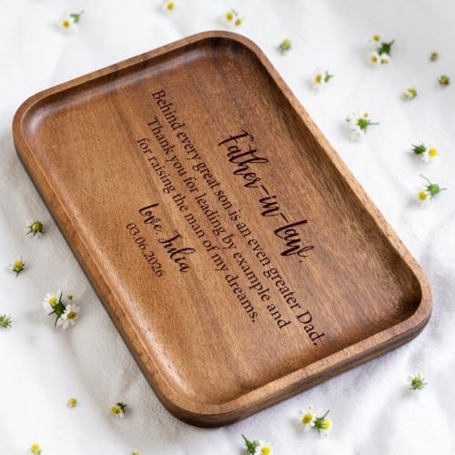 Custom Wooden Valet Tray for Father-in-Law, Personalized Engraved Wood Catchall Tray, Wedding Thank You Gift, Gift for Dad from Couple, Father in Law Wedding Gifts - Image 7