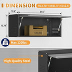 Metal Garage Wall Cabinet with Up-Flip Door,Wall-Mounted Steel Storage Cabinet, Float Tool Cabinet with Pegboard,Upper Cabinet for Kitchen,Garage,Workshop,Warehouse(13.8" H,Black&Gray) - Image 2