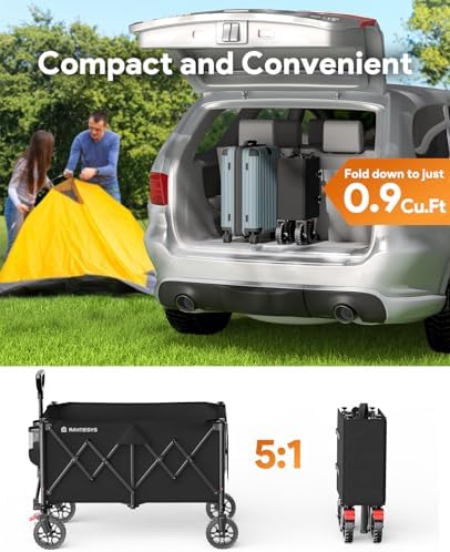200L Wagons Carts Foldable with Wheels and Brakes for Camping Grocery - Image 6