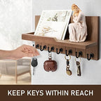 Rebee Vision Key Holder Wall Mount with Shelf for Entryway, Retro Brown - Image 2
