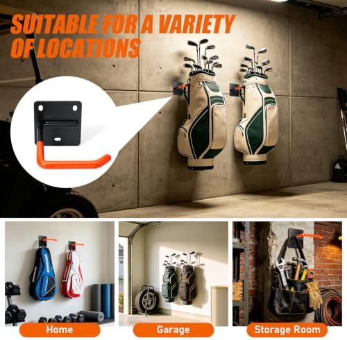 TOBWOLF Golf Bag Wall Mount, 66lbs Capacity Garage Storage Racks, 2/4 Pack - Image 7