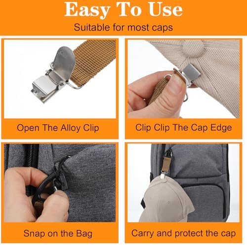 6 Pack Travel Hat Clip Elastic Hat Holder Hands-Free Accessories for Bags, Backpacks, Purses, Luggage, Outdoor Travel Accessory - Image 3