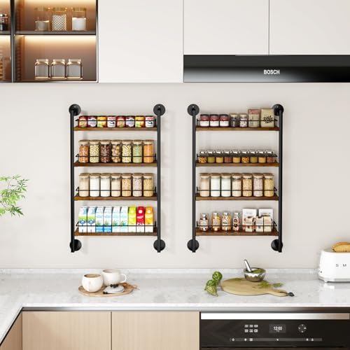 IBUYKE 4 Tier Spice Rack Wall Mount for Kitchen,Brown TLJ016H - Image 7