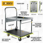 Heavy Duty Push Cart Dolly (700 lbs), 2 Tier Foldable Platform Hand Truck - Image 5