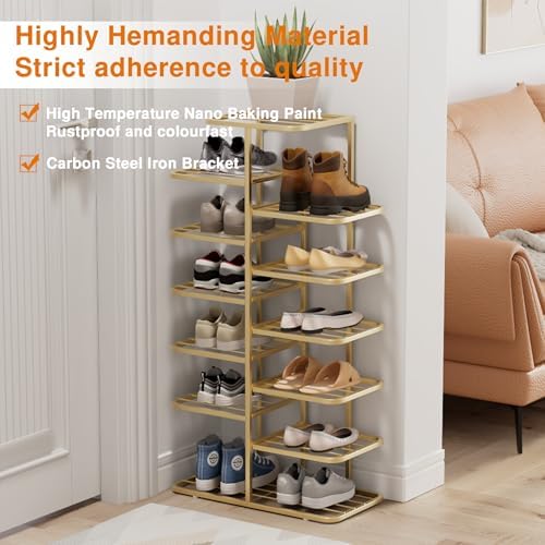 Simcat Shoe Rack Metal Gold Shoe Storage Vertical Shoe Organizer Shoe Stand - Image 5