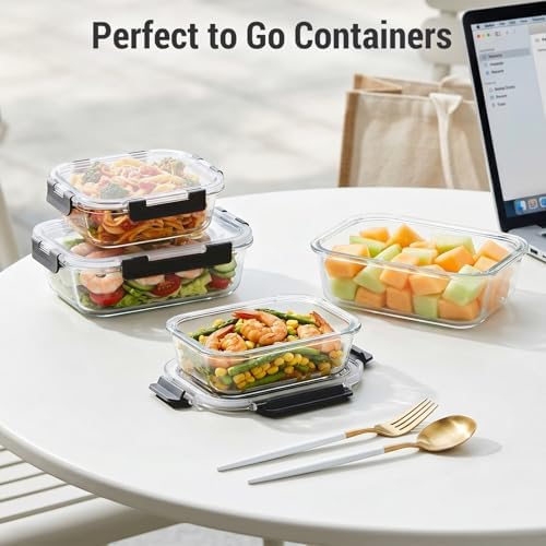 10 Sets 36 oz & 12 oz Glass Food Storage Containers with lids, Black - Image 7