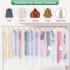 Carbrea 6 Pack Translucent Garment Bags for Hanging Clohes - 24" x 49" - Image 6