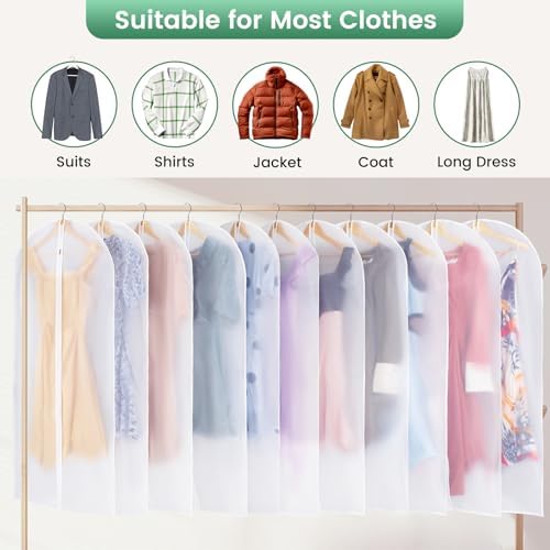 Carbrea 6 Pack Translucent Garment Bags for Hanging Clohes - 24" x 49" - Image 6