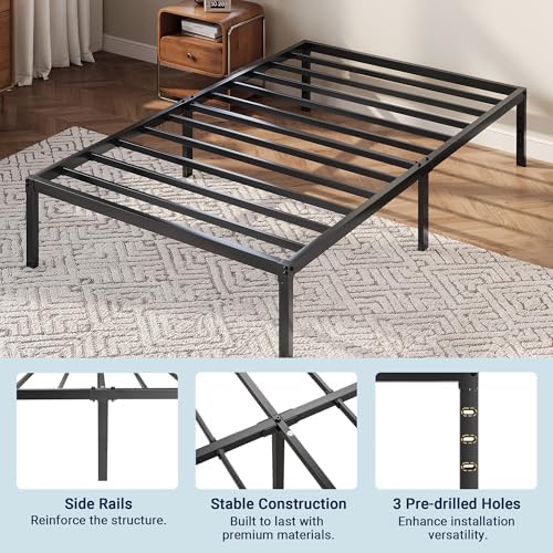 Allewie Twin Bed Frame, 12 Inch Metal Beds with Storage Space, Black - Image 7
