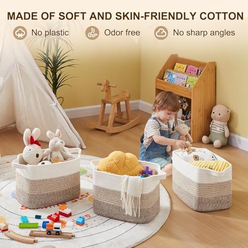 OIAHOMY Cotton Rope Storage Baskets for Organizing Gradient Yellow 3-Pack - Image 3