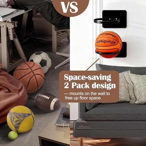 Basketball Holder Wall Mount — Ball Holder Wall Mount,Ball Storage Display Rack for Autograph Basketballs, Soccer/Volleyball Holder，Sports Accessories Organizer - Image 2