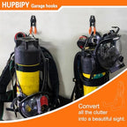 HUPBIPY Heavy Duty Garage Hooks 6 Pack, J Shaped Hanger, Wall Mounted Storage System, Power and Garden Tool Organizer, for Hanging Ladders, Bikes Tires, Hose, Bulk Items - Image 4