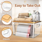 spospo Trash Bag Holder with Bamboo Lid Stackable Trash Bag Dispenser - Image 4