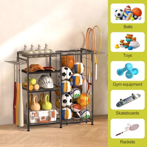 Garage Ball Storage Rack, Sports Equipment Organizer for Gear and Toys - Image 5