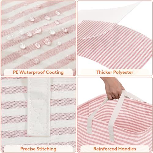 Lifewit 2 Pack Laundry Basket 80L Each, Collapsible Clothes Hamper with Reinforced Handles, Freestanding Waterproof Design for Bedroom and Laundry Room, Pink 160L Total - Image 6