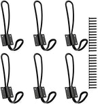 Hajoyful Rustic Entryway Hooks-6 Pack Farmhouse Hooks with Metal Screws Included, Black Decorative Wall Mounted Rustic Coat Hooks Rack, Double Vintage Organizer Hanging Wire Hook Clothes Hanger by Hajoyful