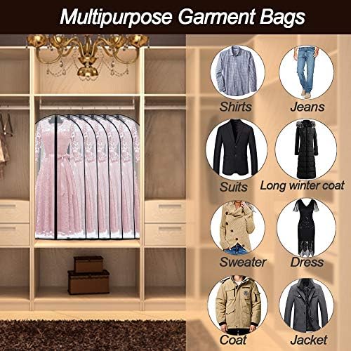 Garment Bags for Hanging Clothes (24''X48'' Set of 12) Suit Bags for Closet Storage Plastic Waterproof Suit Cover Bags with Zipper for Suit, Sweaters, Coat Protector Travel Closet Clothing - Image 6