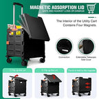 Foldable Utility Cart Folding Portable Rolling Crate with Magnetic Extended Lid,360°Rotate Wheels,176LBS Load Capacity,Heavy Duty Durable Dolly Cart for Teacher Tourist Shopping Office Outdoor - Image 6