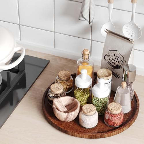 VERTORGAN Lazy Susan Bamboo Organizer for Kitchen, Cabinet,Large(Brown) - Image 3
