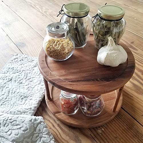 Lipper International 1302 Acacia Wood 2-Tier 10" Kitchen Turntable - Image 5
