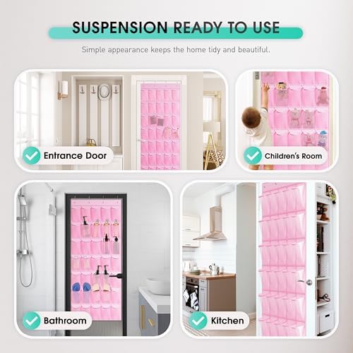 WVM Over the Door Shoe Organizer with 35 Breathable Mesh Pockets, Hanging Shoe Organizer for Door with 4 Metal Hooks, Large Capacity Closet Storage for Shoes, Accessories - Image 5