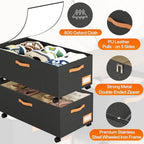 Under Bed Storage with Wheels, 12" Height Under Bed Storage Extra Deep Under Bed Storage Containers, Perfect for 14'' Bed Frame, No Assemble Metal Rolling Underbed Storage for Clothes Shoes Blankets - Image 5