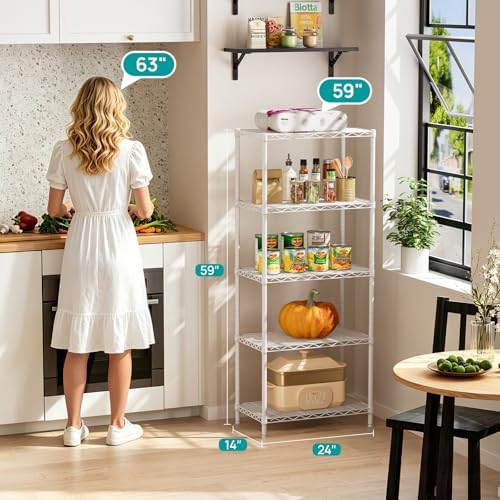 SINGAYE 5 Metal Shelves Wire Shelving Storage Shelf Adjustable Unit Pantry - Image 3