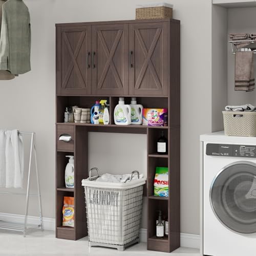 Vabches Over The Toilet Storage Cabinet with 3 Barn Doors.Espresso - Image 5