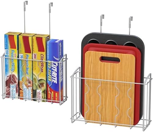Simple Houseware Over the Cabinet Door Organizer Holder, 2pcs (L+M), Silver by SimpleHouseware