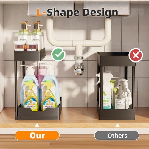 Simple Trending Under Sink Organizer 2 Pack, 2 Tier with Sliding Basket - Image 5