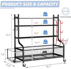 PLKOW Dumbbell Rack, Weight Rack for Dumbbells, Home Gym Storage for Dumbbells Kettlebells Yoga Mat and Balls, All in One Workout Storage with Wheels and Hooks, Powder Coated Finish Steel - Image 2