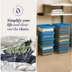 HOMZ 10-Pack Snaplock, Small Clear Plastic Storage Organizer Bins w/Lids, 6 Quart, Blue - Stackable Container Boxes for Bedroom, Bathroom, Garage, and Office Organization - Image 6