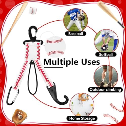 White Baseball Dugout Organizer Bat Rack Bag Hook for Fence Glove Clip Helmet Hanger Backpack Drinking Bottle Hook with Name Luggage Tag Baseball Team Gifts for Players Gear Coach Mom-2pcs - Image 3
