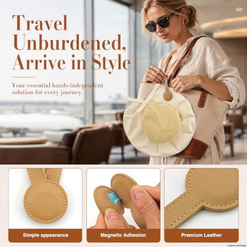 Magnetic Hat Clip for Travel on Bag, 2-in-1 Hat and Sunglasses Holder for Tote, Beach Bag, Backpack and Carry-On, Hands-Free Vacation Hat Carrier, Beige ﻿ - Image 2