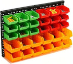 30-Bin Wall Mounted Storage Bins Kit, Tool Organizer Rack, Garage Hardware Organizer, Parts Storage Bins, DIY Combination(Red & Green & Orange Type) - Image 7