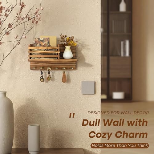 Rebee Vision Key Holder Wall Mount with Mail Slot for Entryway, Retro Brown - Image 4