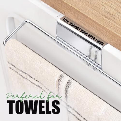 Evelots 2-in-1 Pot Lid Organizer with Towel Holder - 2 Pack, 3-Tier Cabinet Door Rack - Space-Saving Kitchen Organizer for Glass or Metal Pan Lids & Towels - Over the Door Design - Chrome - Image 3