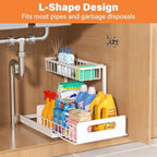 Under Sink Organizer 2 Tier, Pull Out Drawer Slides Under Sink Storage for Bathroom Kitchen,Multi-Purpose Drawer Under Cabinet Organizer for Cleaning Supplies (White, 1 Pack) - Image 4